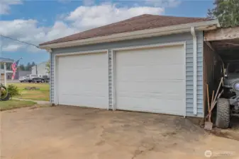 nice 2 car garage with a carport for your toys