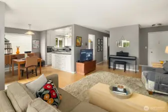 View of the dining nook and kitchen