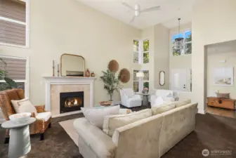 A gas fireplace at the heart of this main floor living space.
