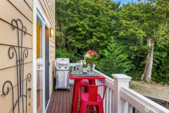 This main floor deck spans the entire length of the main floor. Access it off the kitchen and living room.