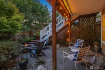 A covered patio area awaits.