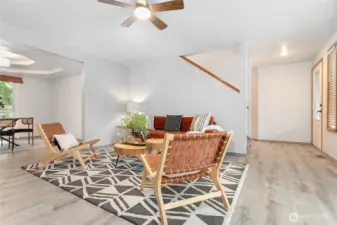 From the living room you have direct access to the upstairs