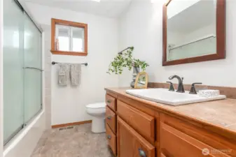 Upstairs remodeled full bath with new toilet
