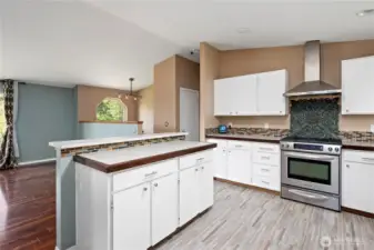 light and bright from skylights/large windows