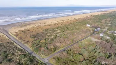AERIAL VIEW FROM BEACH APPROACH AND THE CORNER OF DRIFTWOOD BEGINNING WITH LOT 4 THROUGH 16!  BACKGROUND IS THE PACIFIC OCEAN!