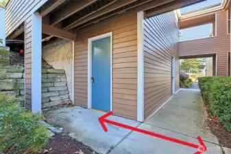 Storage Door - private storage just steps from front door.