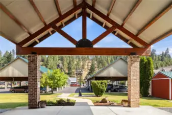 Looking out ffrom front door to the covered designated parking.