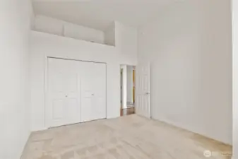 Bedroom with closet and loft storage, secret hiding places.