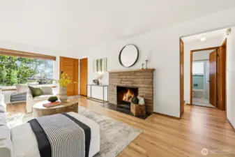 Fireplace and chimney are both in good condition.