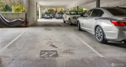 The 2nd parking space is a standard car size - #27 in the adjacent Building 2 underground garage.