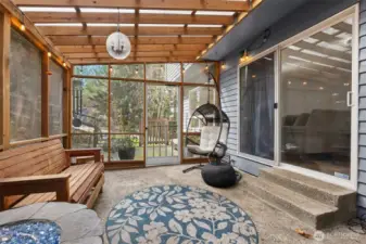 Seamlessly connected to the home, this outdoor space offers plenty of room for gatherings and cozy evenings.
