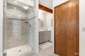 Primary bathroom with walk in shower, updated approximately 2 years ago!
