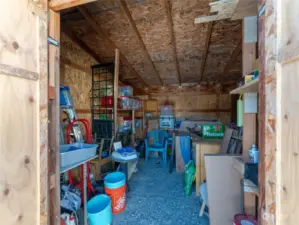 Inside of large storage shed