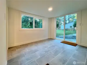 Mudroom with heated floors.