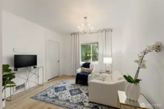 Sitting area, bunk space in guest house.