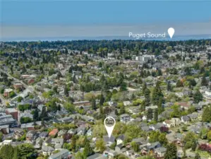 And here is a bird's eye view looking West toward the Puget Sound.  Welcome home to this very special neighborhood!