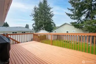 Porch off kitchen w/ stairs to giant backyard