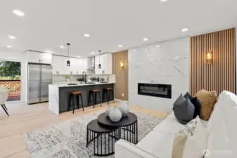 Electric fireplace/ LVP Flooring