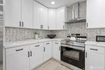 all new white cabinets with stainless steel appliances