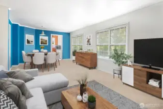Upstairs unit has w/w carpet