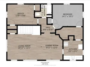 Upstairs unit's floor plan.