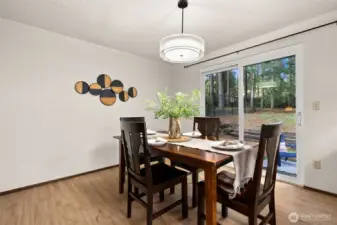 Dining room just off the living room and kitchen