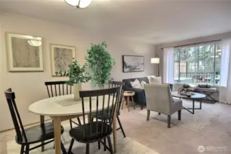 The dining room towards the living area.