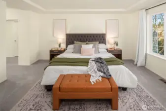 Primary bedroom with walk-in and full-size closets.