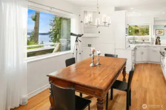 The dining area can easily accommodate a large table.