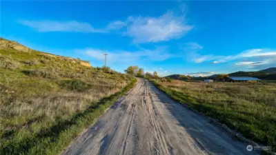 Looking South at the road on the West end of property.