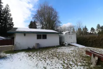 Backyard facing garage