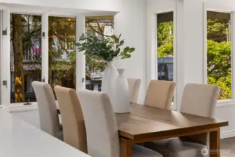 The dining area right off of the kitchen provides easy flow for entertaining