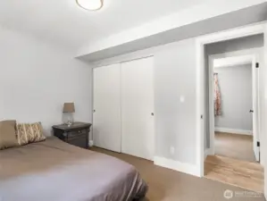 Downstairs Bed Two with an equally large closet also 18+ sqft