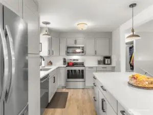 Chef Kitchen delights! Electric ovens but very accessible GAS options right under the stove with additional contracting.