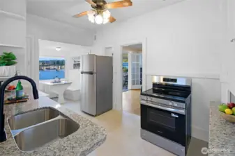 Kitchen with quartz counters and new appliances