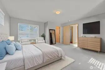 Virtually staged primary suite