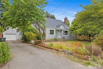 Large lot with mature landscaping and lots of parking.