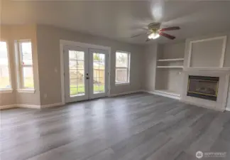 Family room looking toward French door access to the back yard