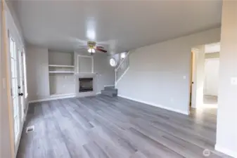 Family room showing access to the entry