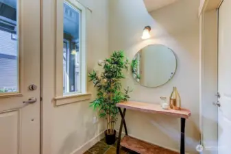 Entry with Garage entrance door. Garagei is oversized tandem with extra storage