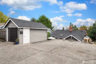 One car detached garage and two car parking pad