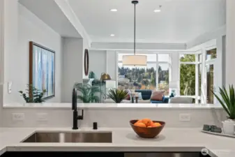 Kitchen open to living space for ease of entertaining