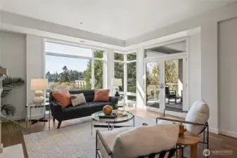 Abundant South facing windows for natural light, and A/C to maintain a comfortable temperature