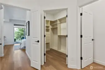 Walk-in closet with built in closet system
