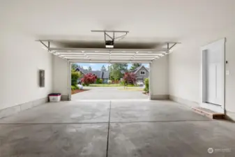 Extra large garage (notice how deep the walls are on either side of the door) makes it easy to store bikes and other sports or garden equipment.
