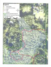Aerial map showing the trail system through subject property.