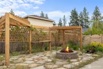 Stone patio and firepit.