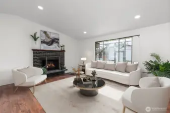 Main living area with view to back yard