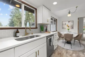 kitchen to dining area