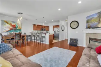 Living room, Dining room, and kitchen